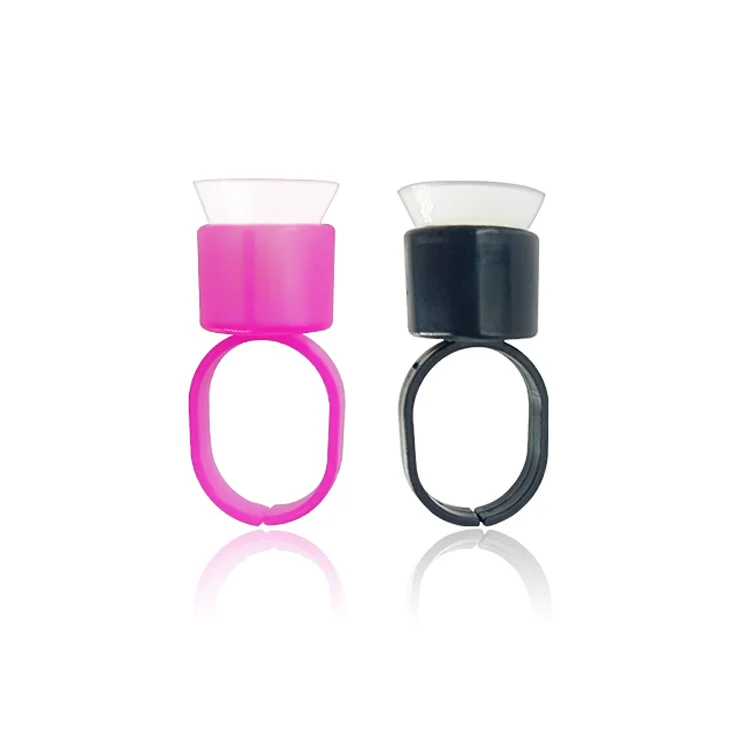 

Disposable Microblading Pigment Cup Ring with Sponge, Black and pink