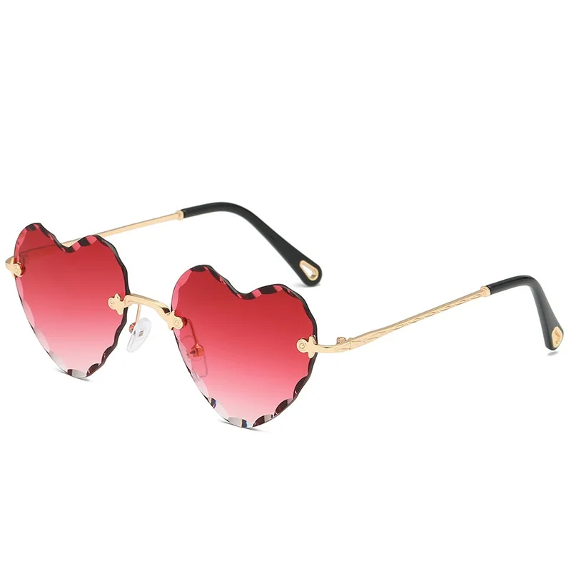 

bling Rhinestone 2021 new arrivals fashion personalezed cute rimless shades custom designer metal sunglasses women