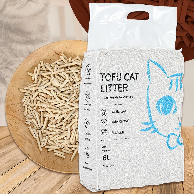 

Natural Soybean Dreg Tofu Cat Litter Feline Litter Degradable in Fast Acting Super Absorb Formula Low Dust