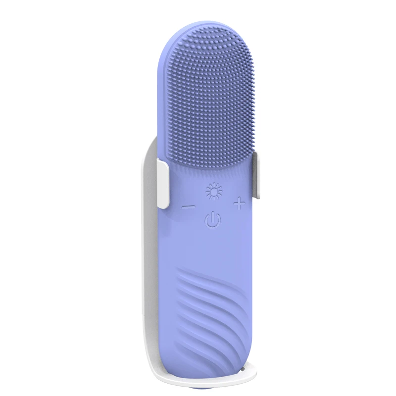 

New Ultrasonic Facial Cleaning Massage Brush Led Photon Light Pore Cleanser Wireless Charger Silicone Sonic Face Washing Brush