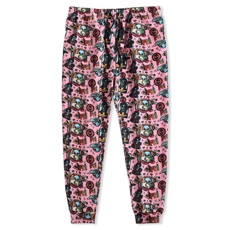 

Men's autumn and winter custom logo casual pants loose skull digital printing knitted pants 3D foreign trade long pants for man
