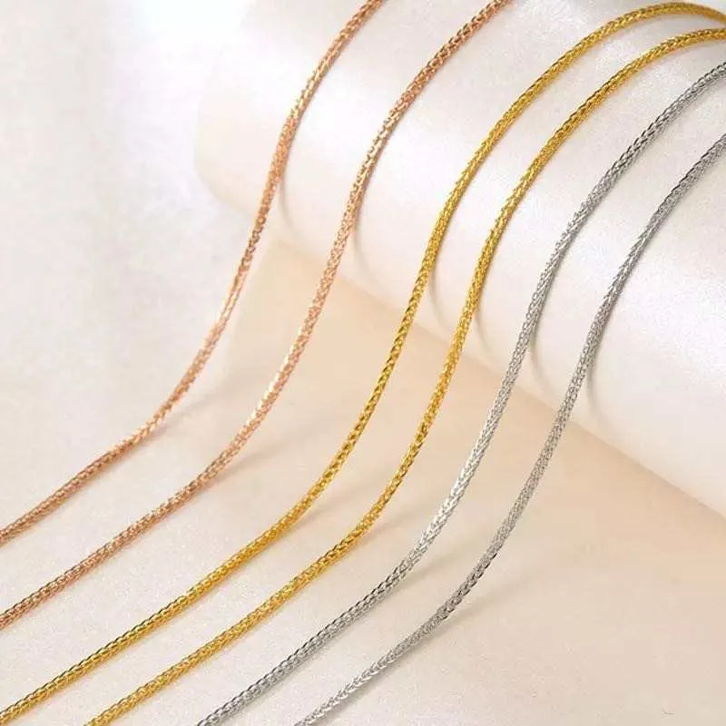 

18k gold plain chain Au750 necklaces chain accessories jewelry adjustable loose chain