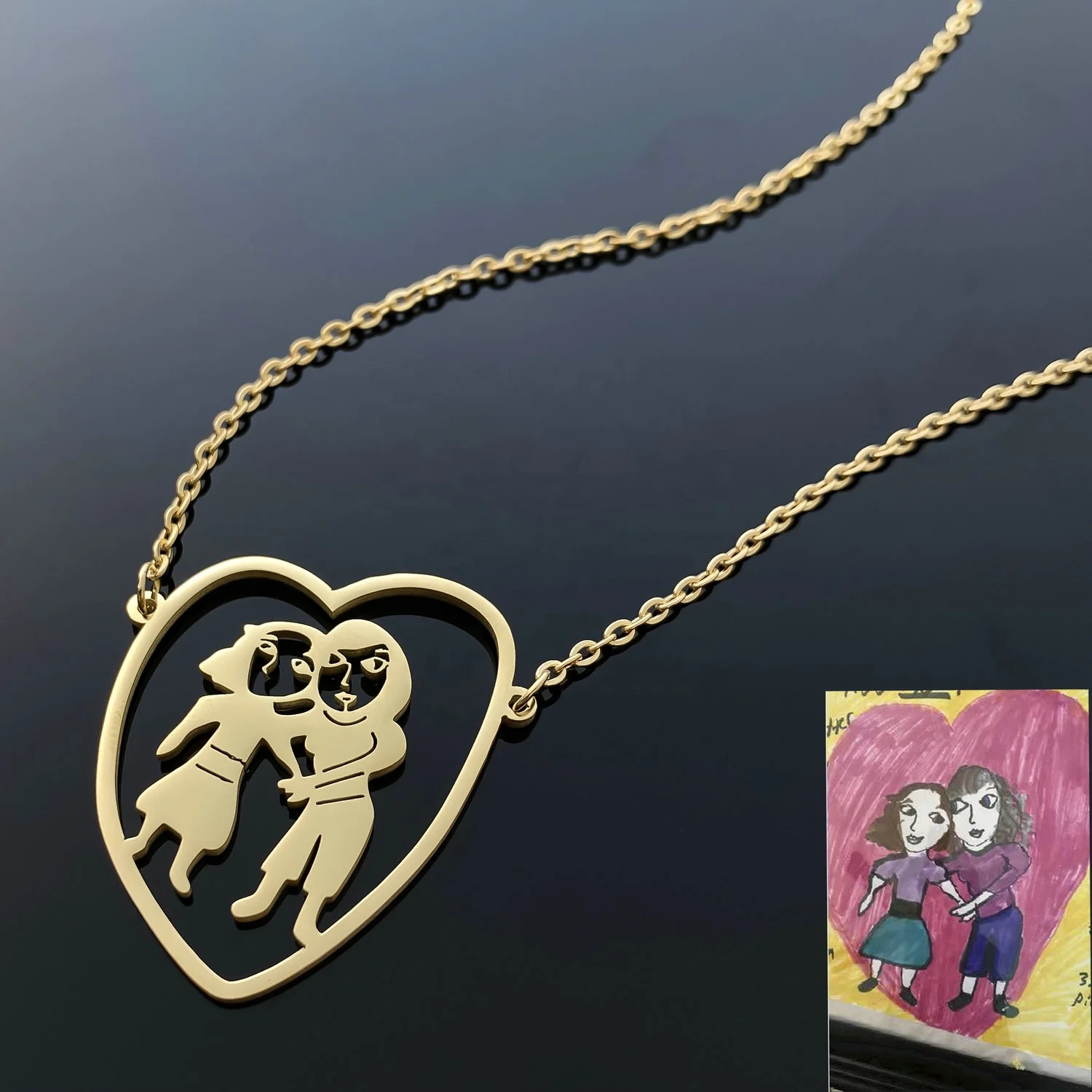 

Personalized Gold Plated Necklaces From Your Children's Drawings Unique Gifts Jewelry Handmade Custom Kids Drawing Necklace