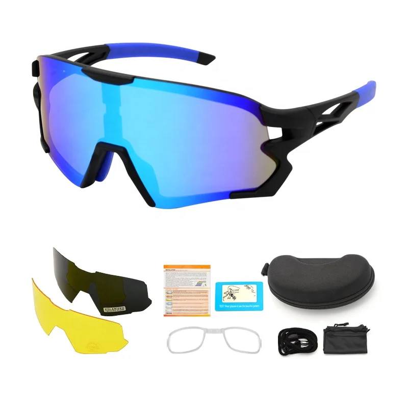 

New Arrival Cool Polarized bike Sunglasses Full Screen TR90 Changeable 3 lenses Sports Glasses for Men Women cycling glasses