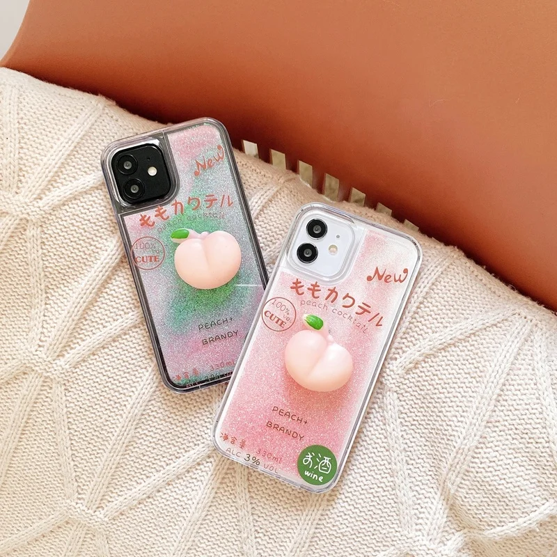 

Lovely Peach Phone Case for 12 pro Decompression Artifact mobile phone bags & cases