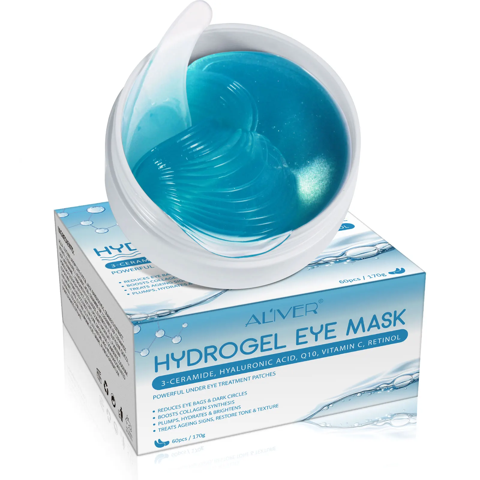 

ALIVER 30 Pairs Wrinkles Vitamin C Hyaluronic Acid Collagen Hydrate Moisturizer Crystal Under Eye Mask