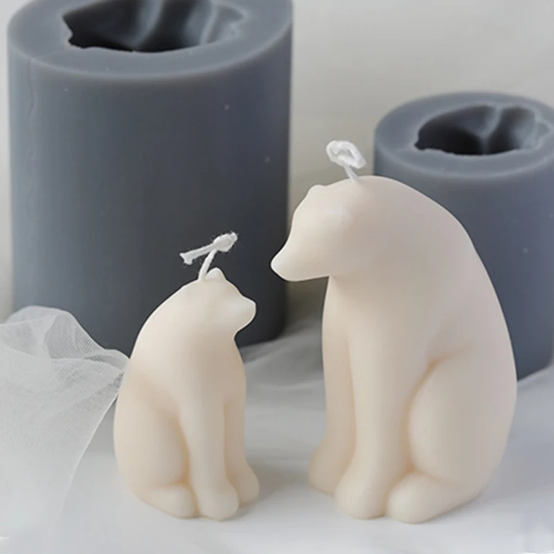 

DIY Handmade Ornament Decoration Plaster Making Simulation Animal Aromatherapy Polar Bear Candle Mold, Gray/white