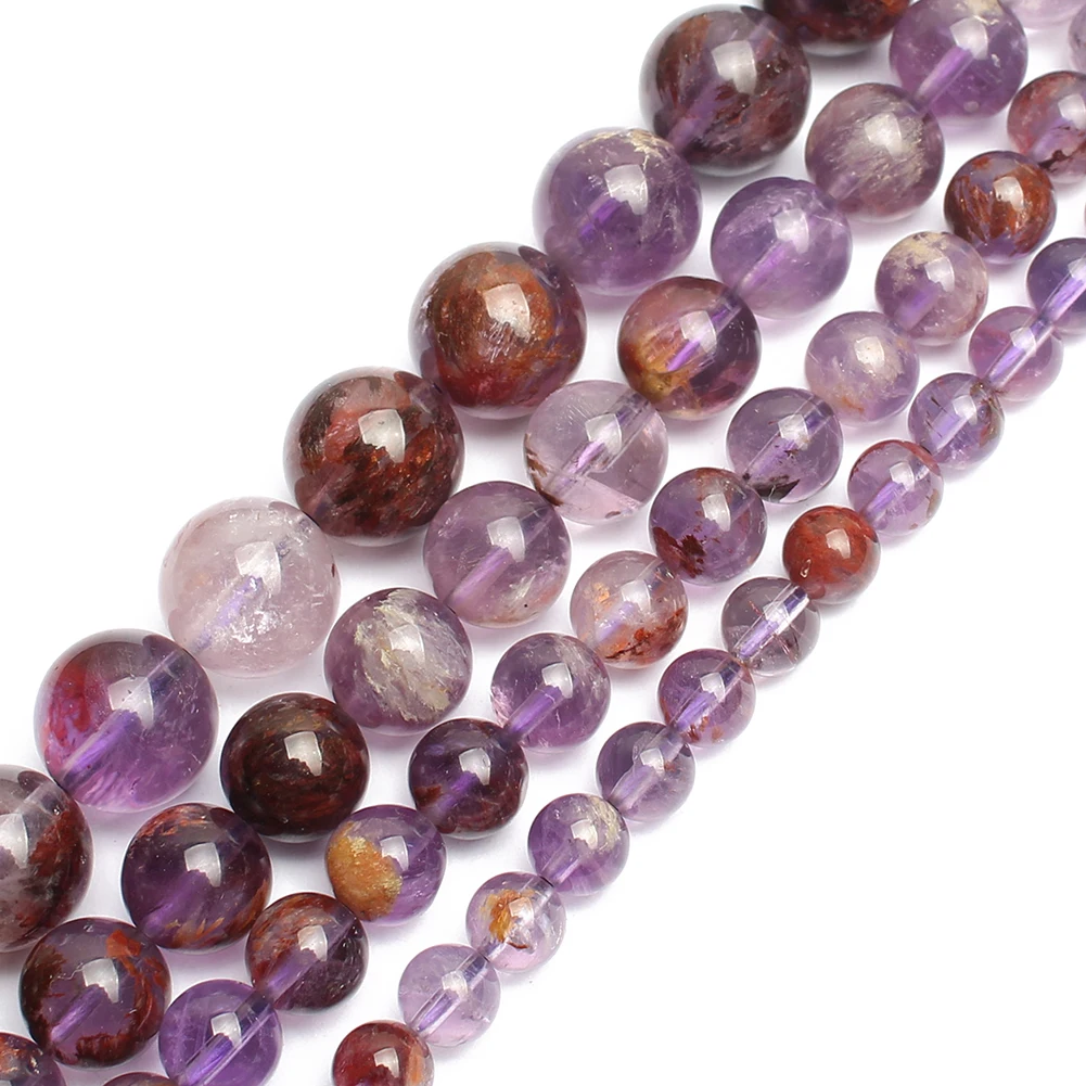 

Natural Stone Beads 6MM/8MM/10MM/12MM Purple Ghost Crystal Round Loose Beads for Jewelry Making
