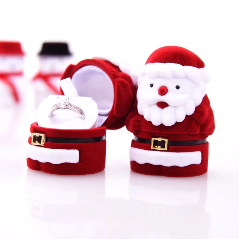 

Christmas Velvet gift box Santa Claus jewelry box ring box snowman Ring Case Earrings Holder for jewelry display, Customized color