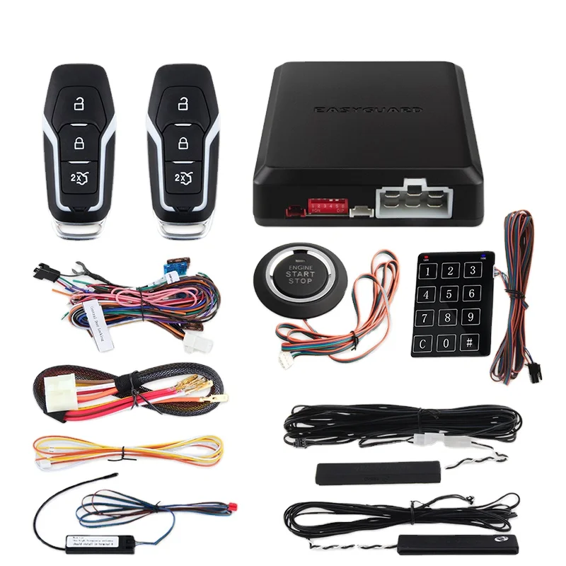 

EASYGUARD EC002-FO2 Passive Keyless Entry touch password entry & remote engine start RFID PKE Car Alarm System