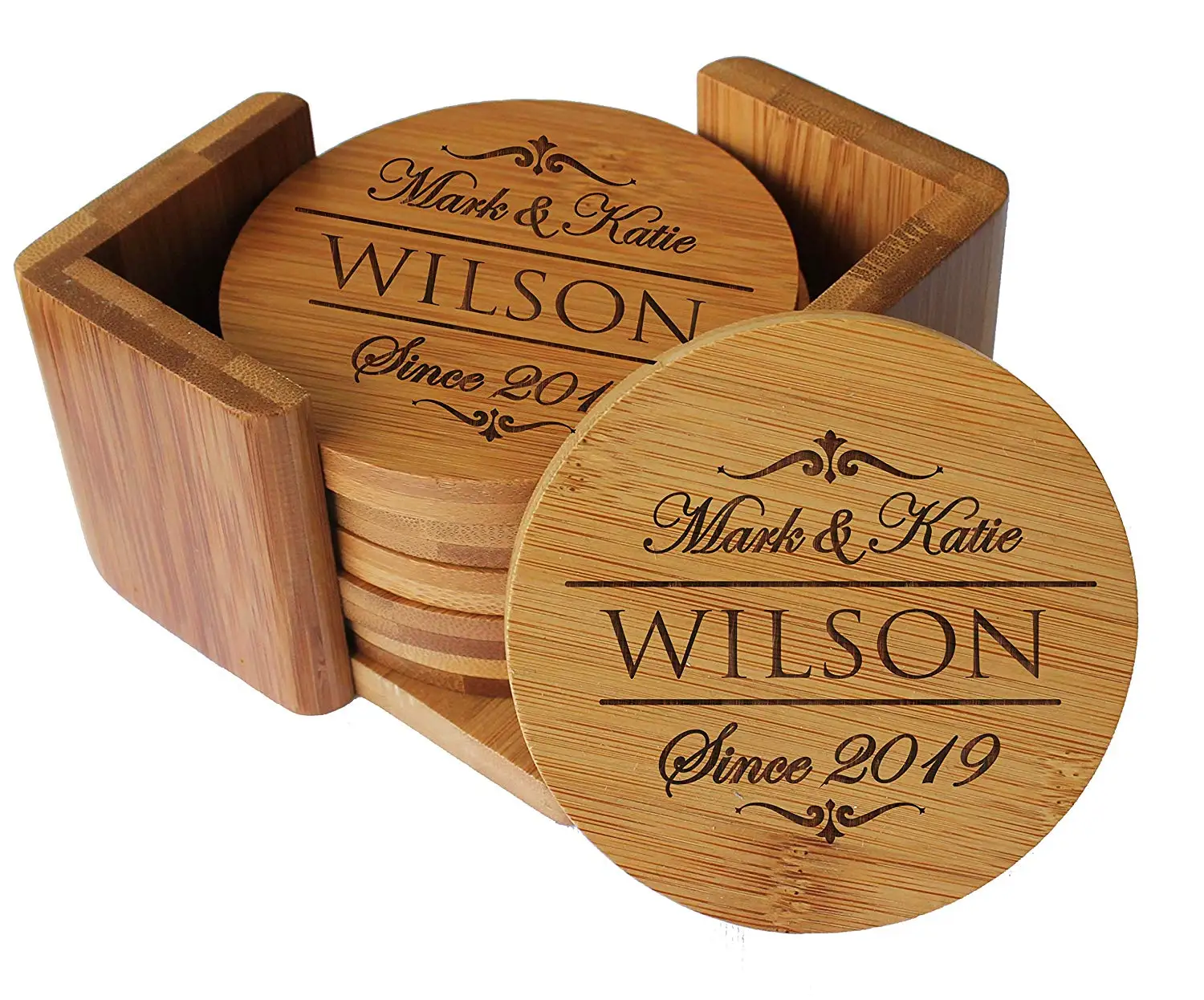 Personalized Custom Engraved Bamboo Wood Tea Drink Coasters Set For Drinks Buy Coaster