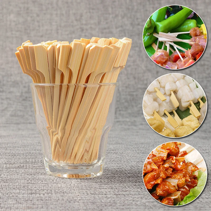 

100pcs Barbecue Party Fruit Sandwich Snacks Food Meat Tool BBQ Disposable Bamboo Skewers Sticks