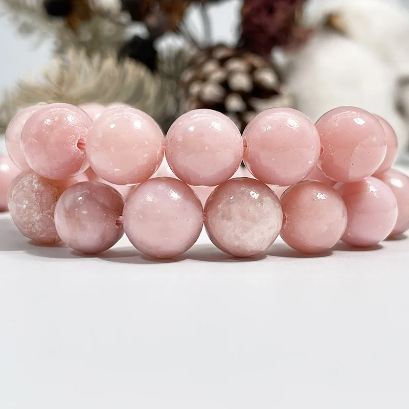 Natural AAA Grade Pink Opal Beads Well Polished Round Jade Gemstone Beads for Jewelry Making Bracelets Necklaces Earrings