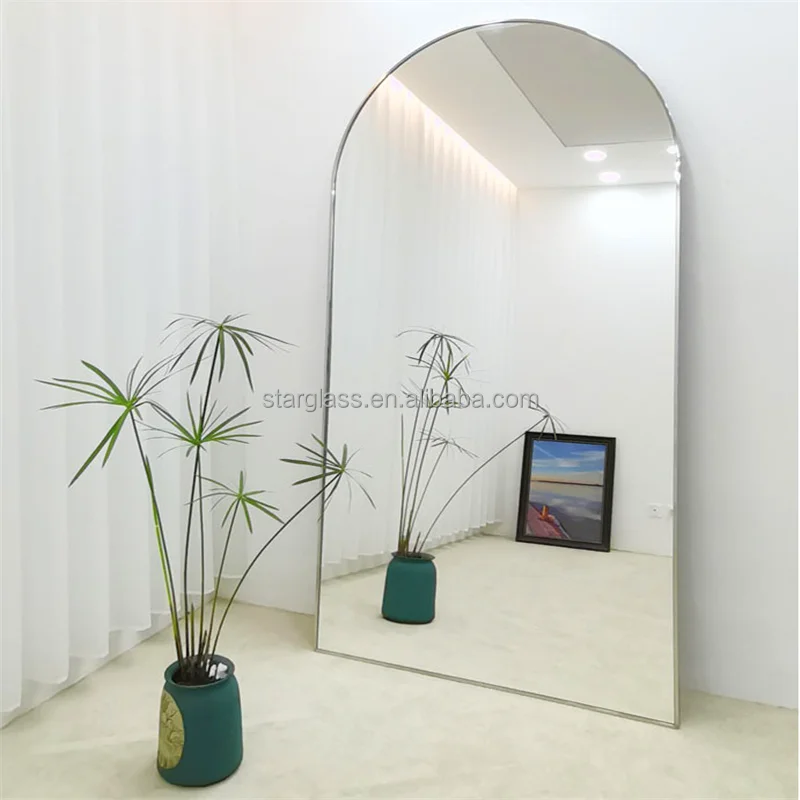 

Durable Fashion Large Dressing Mirror Long Mirror Metal Gold Framed Arched Floor Mirror