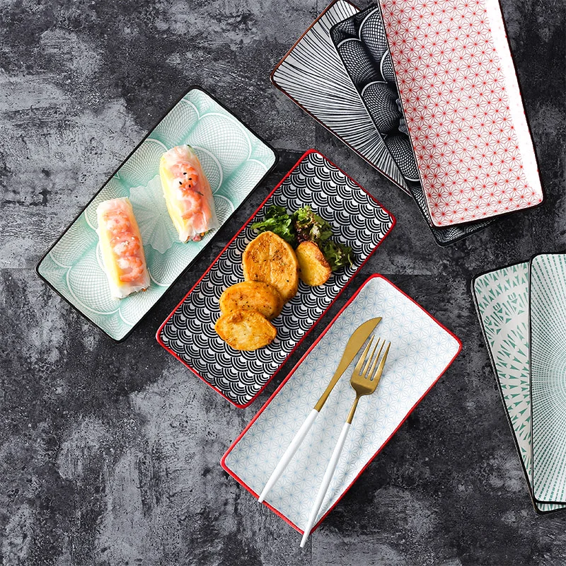 

Japanese Spiral Ceramic Disc Nordic Style Plate Hand-painted Ceramic Plate, Green