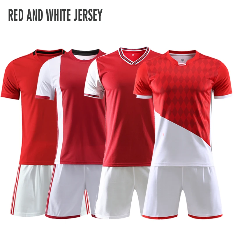 

whosale red and white soccer jersey Good Quality Soccer Uniform Football Jersey Sports Wear Soccer Football Wear