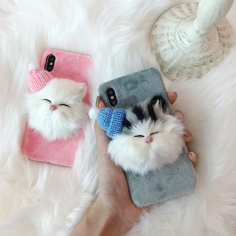 

Hot Sale Cute Plush Animal3D Mobile Phone Case Soft Fur Phone case For Samsung Galaxy A50 A60 A70 A750, 5 colors