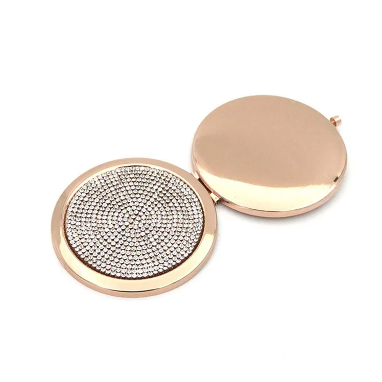 

Customised Logo Double Sided Diamond Handheld Table Crystal Cosmetic Mirror