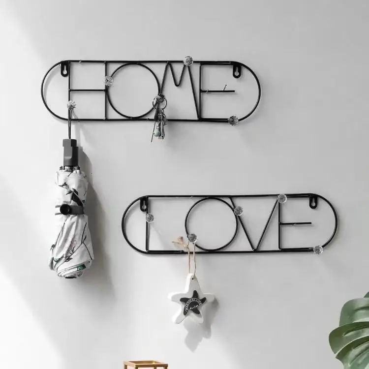 44.5*12cm Wholesale Modeling Design Modern Vertical Wall Decor Wall Hanging Horizontal Metal Decoration Hat Hook 2024 New