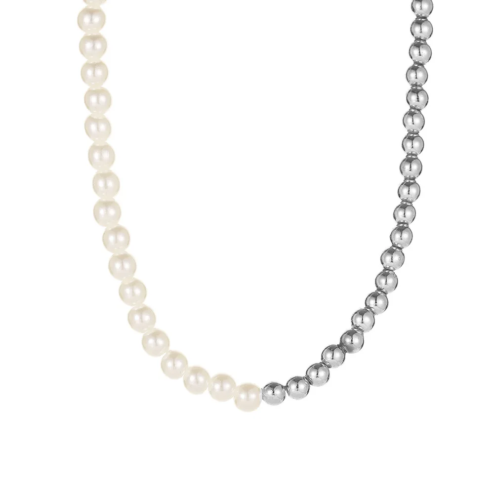 

Hainon Wholesale necklace Unique Silver plated circle Chain Jewelry Pearl New Design Fashion Necklaces