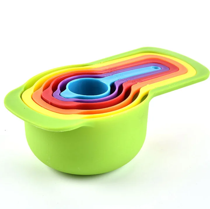 

Kitchen 6pcs Plastic Measuring Cups And Spoons Set Baking Colorful Measuring Spoon Set
