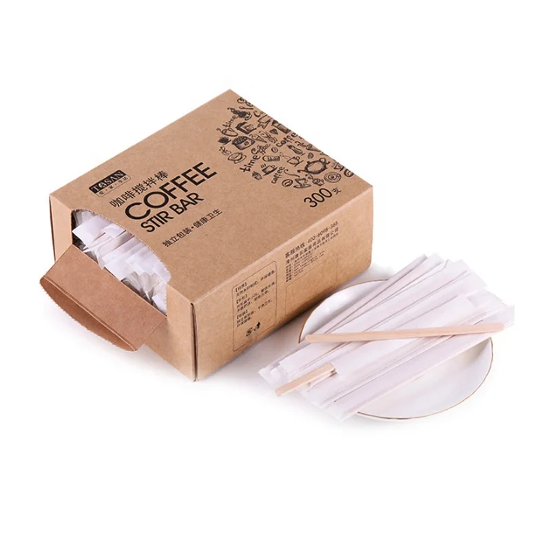

Hot Sale Wholesale Degradable Birch Eco Friendly Wooden Coffee Stick, As picture