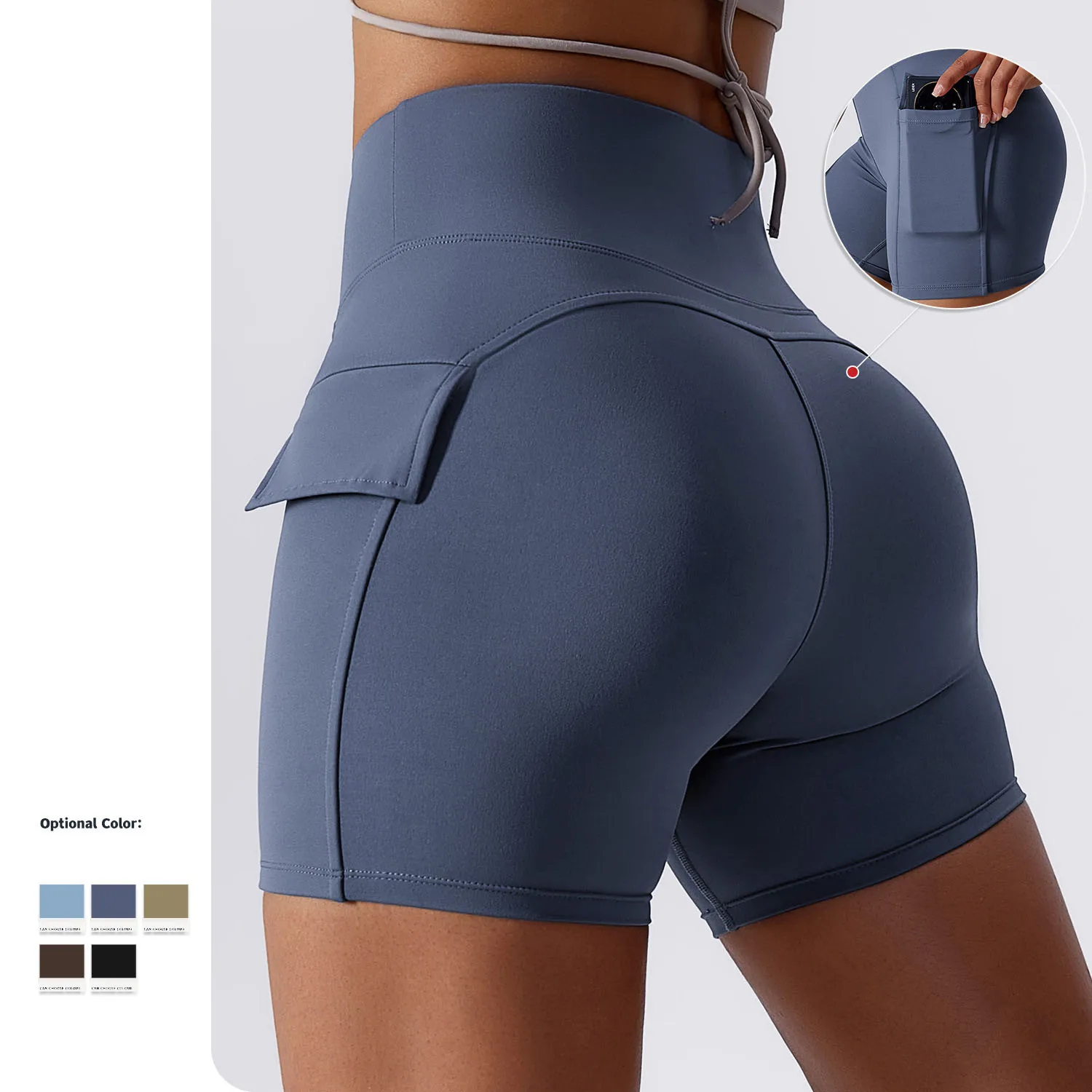 

High Waisted Tight Workout Active Apparel Athletic Wear Custom Women Clothing Shorts Fitness Gym