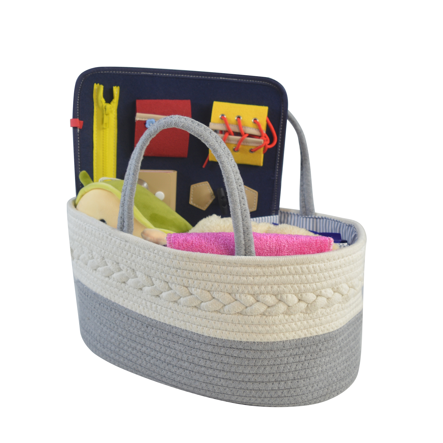 

portable baby diaper caddy organizer 100% cotton rope, Grey, brown, white or custom