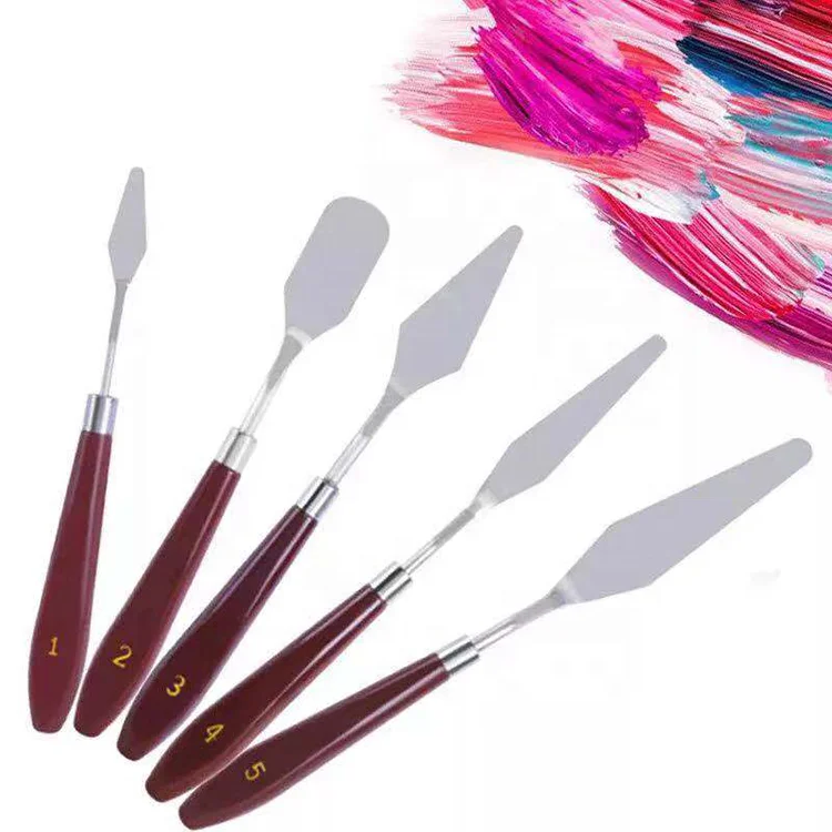 

Stainless steel oil paint palette knife set artists painting scraper color mixing spatula