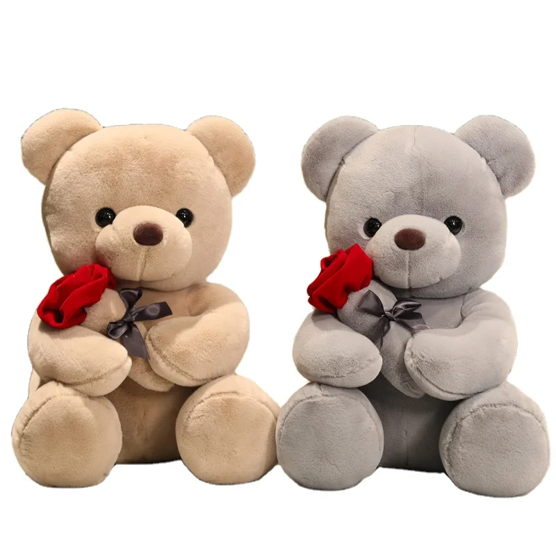 

3 Colors Teddy Bears Stuffed Animal Plush Teddy Bears Stuffed Valentin's Day Teddy Bear With Flower