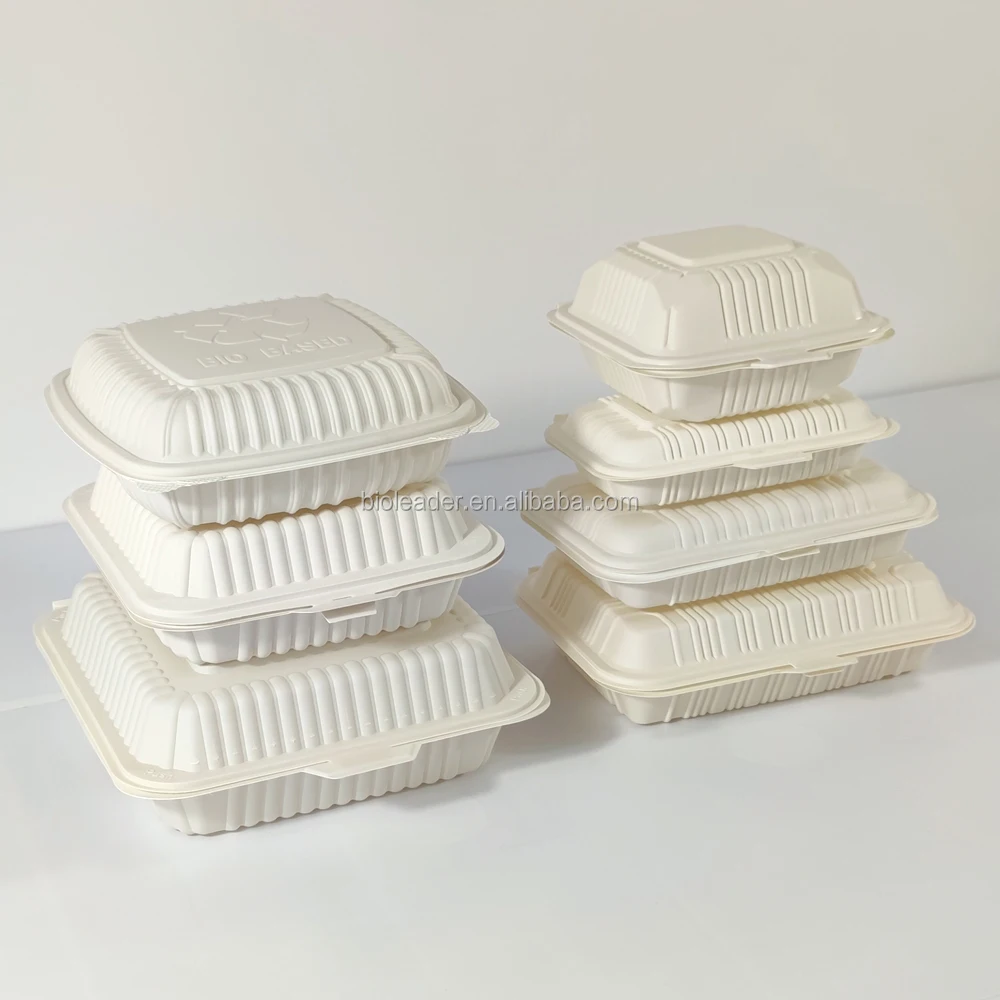 

Disposable Cornstarch Corn Starch Plastic Take out Clamsell Box Packaging Food Container