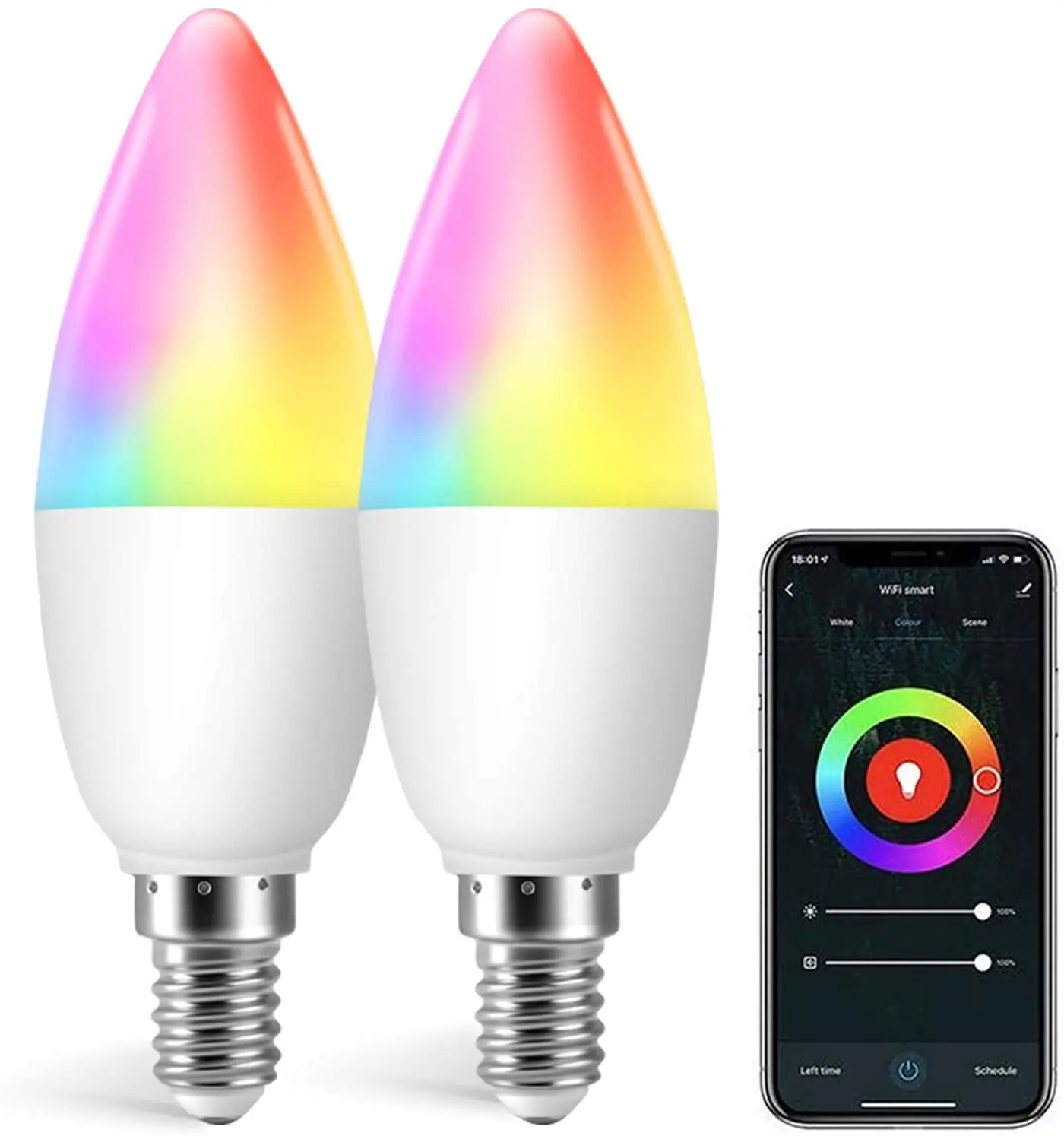 Tuya smart wifi candle light bulb  RGB bulb Alexa Google home control bulb