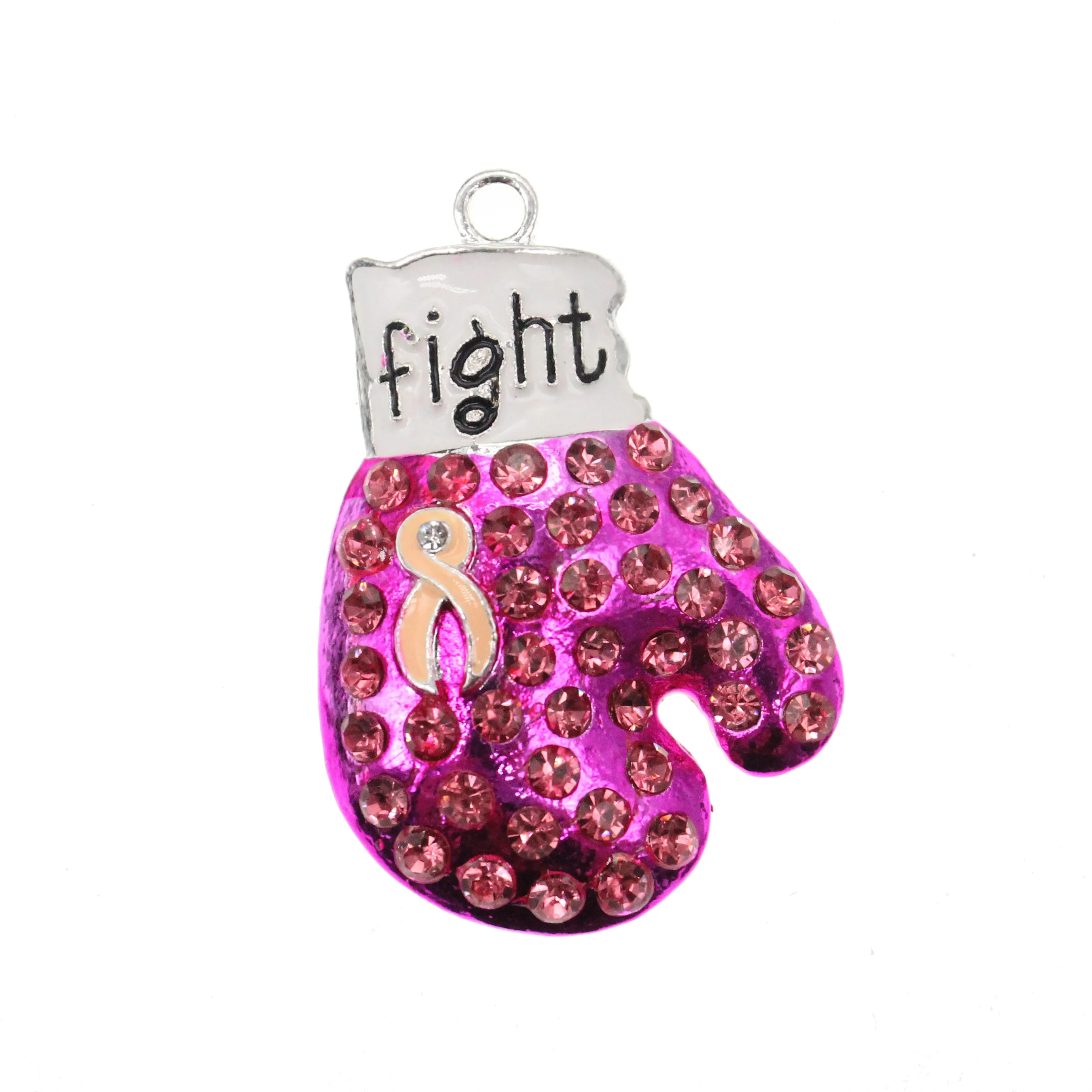 

Free Shipping Pink Ribbon Fighting Boxing Glove Breast Cancer Awareness Pendant /Charm