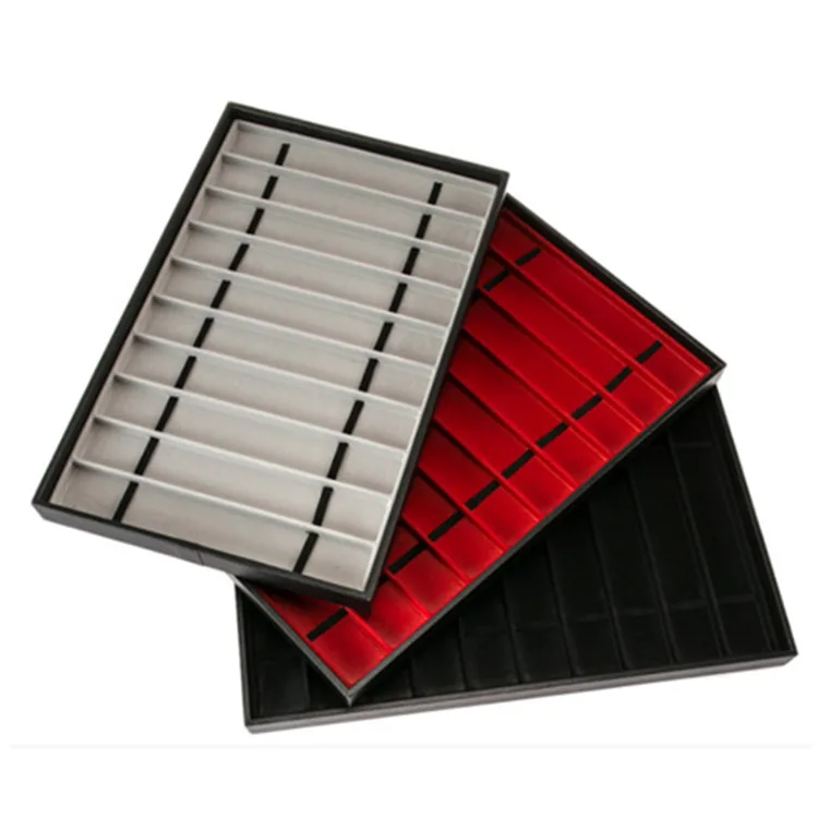 

Black MDF Velvet Watch Strap Box Bangle Jewelry Organizer Trays With Ribbon