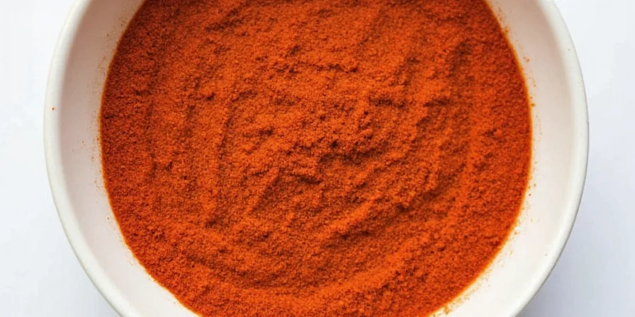 Jar of harissa surrounded by spices and fresh herbs