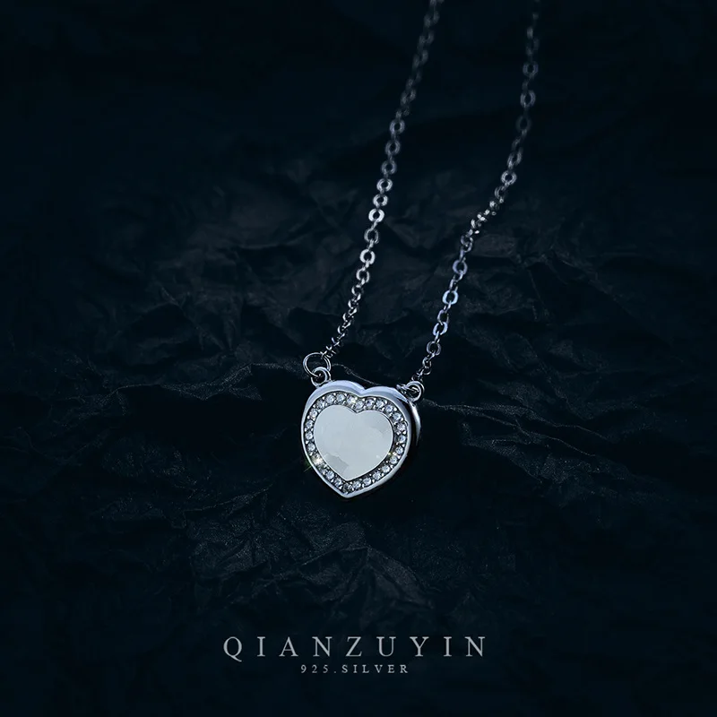 

best selling romantic 925 sterling silver diamond heart Yan light projection technology necklace