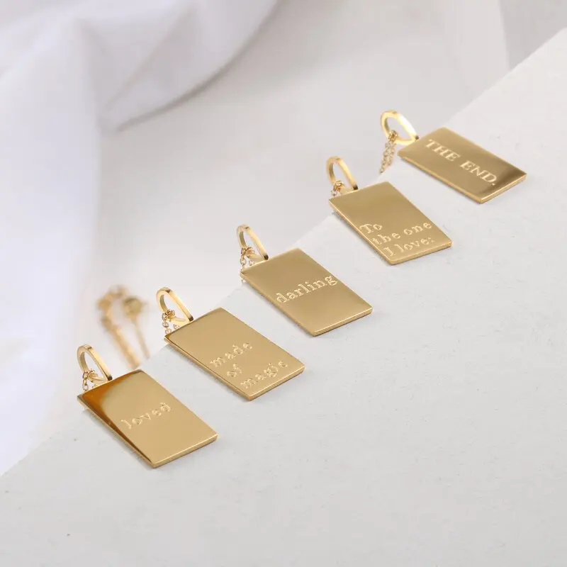 

Joolim Jewelry 18K Gold Plated English Proverbs Rectangle Necklace Stainless Steel Necklace Tarnish Free Jewelry Wholesale