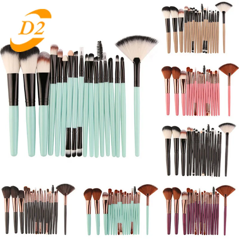 

18Pcs Face Makeup Brushes Tool Set Cosmetic Powder Eye Shadow Foundation Blush Blending Beauty Facial Make Up Brush, Pink,yellow,gold,purple,blue,black