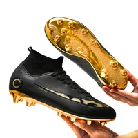 

Wholesale new football shoes ankle guard fabric outdoor lawn football shoes gold-plated nail 35-45 football shoes