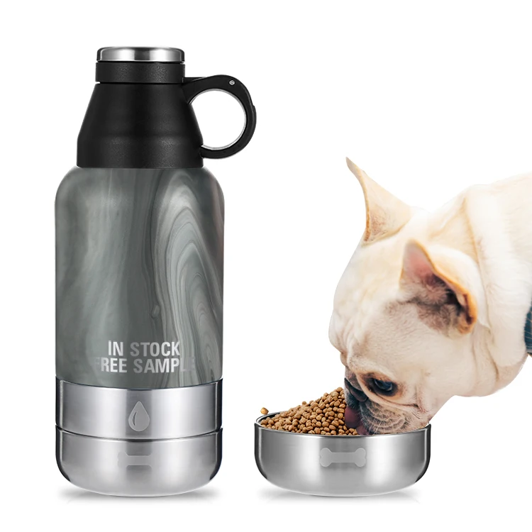 

Everich Amazon top seller 3 in1 dog bowl stainless steel vacuum insulated dog water Bottle with feeder bowl keep warm and cold, Customized color