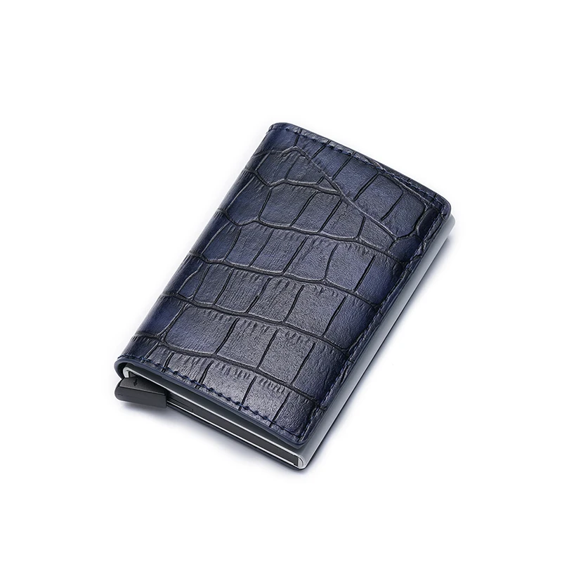 

2021 New Factory Wholesale RFID Crocodile Leather Aluminum Card Holder Wholesale, Black/coffee/green/red/blue