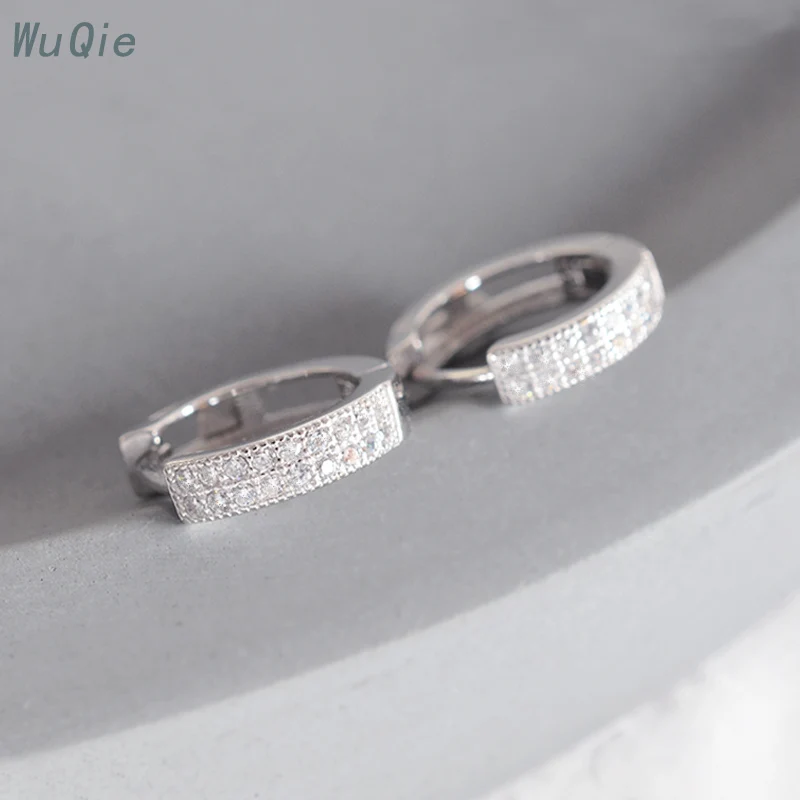 

Wuqie Best-selling 3A CZ Clip on Earrings Jewelry 925 Sterling Silver Stamped Huggie Earrings for Woman