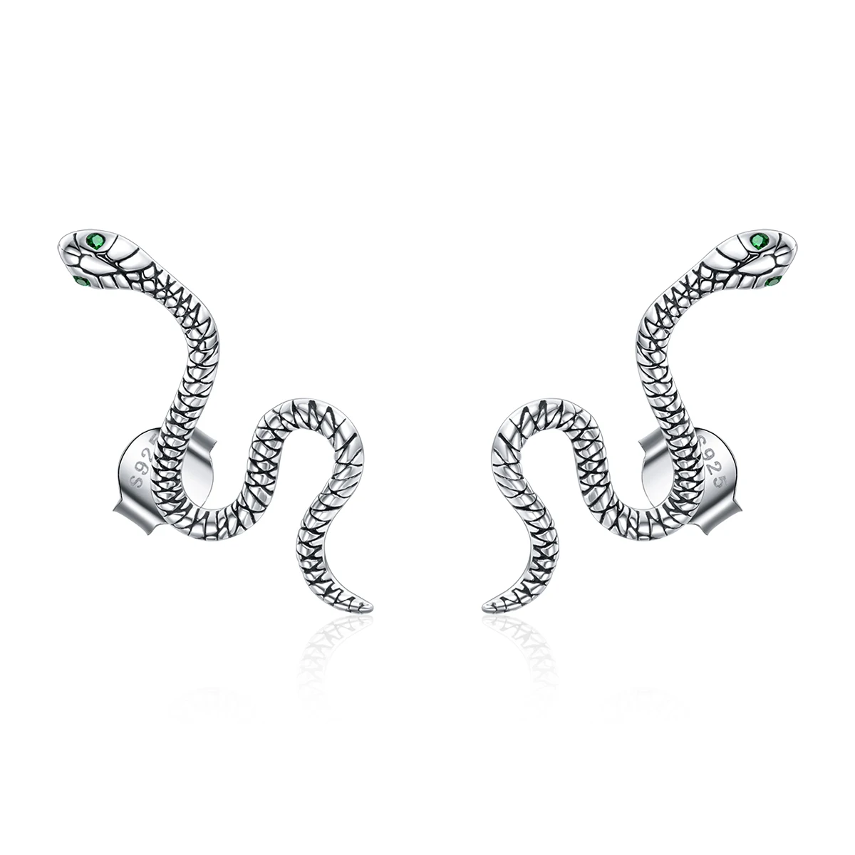 

BAMOER 100% 925 Sterling Silver Snake Studs Punk Earrings, Unisex Hypoallergenic Earrings Fashion Jewelry Gift SCE1111