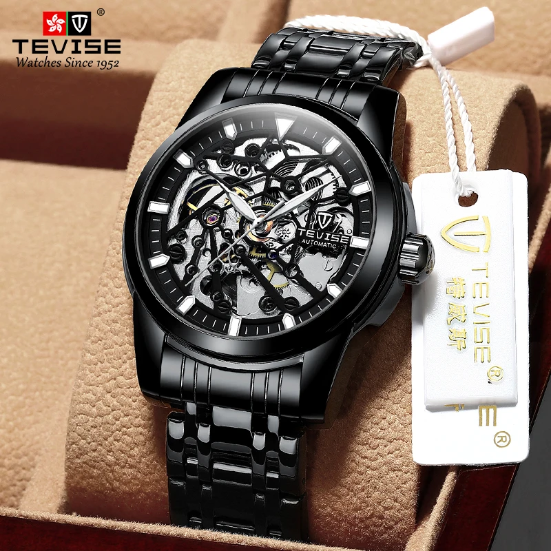 

Tevise factory price New model T9005E hellow Luminous waterproof dropshipment Mechanical Watch for men, 5 color watch for men