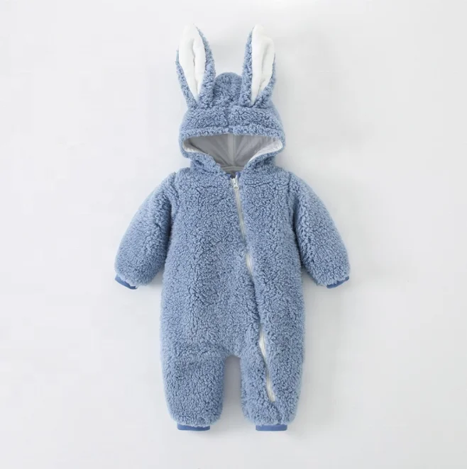 

wholesale BABY BODYSUIT thickened autumn winter baby romper warm rabbit ear baby newborn clothes set out to hold clothes