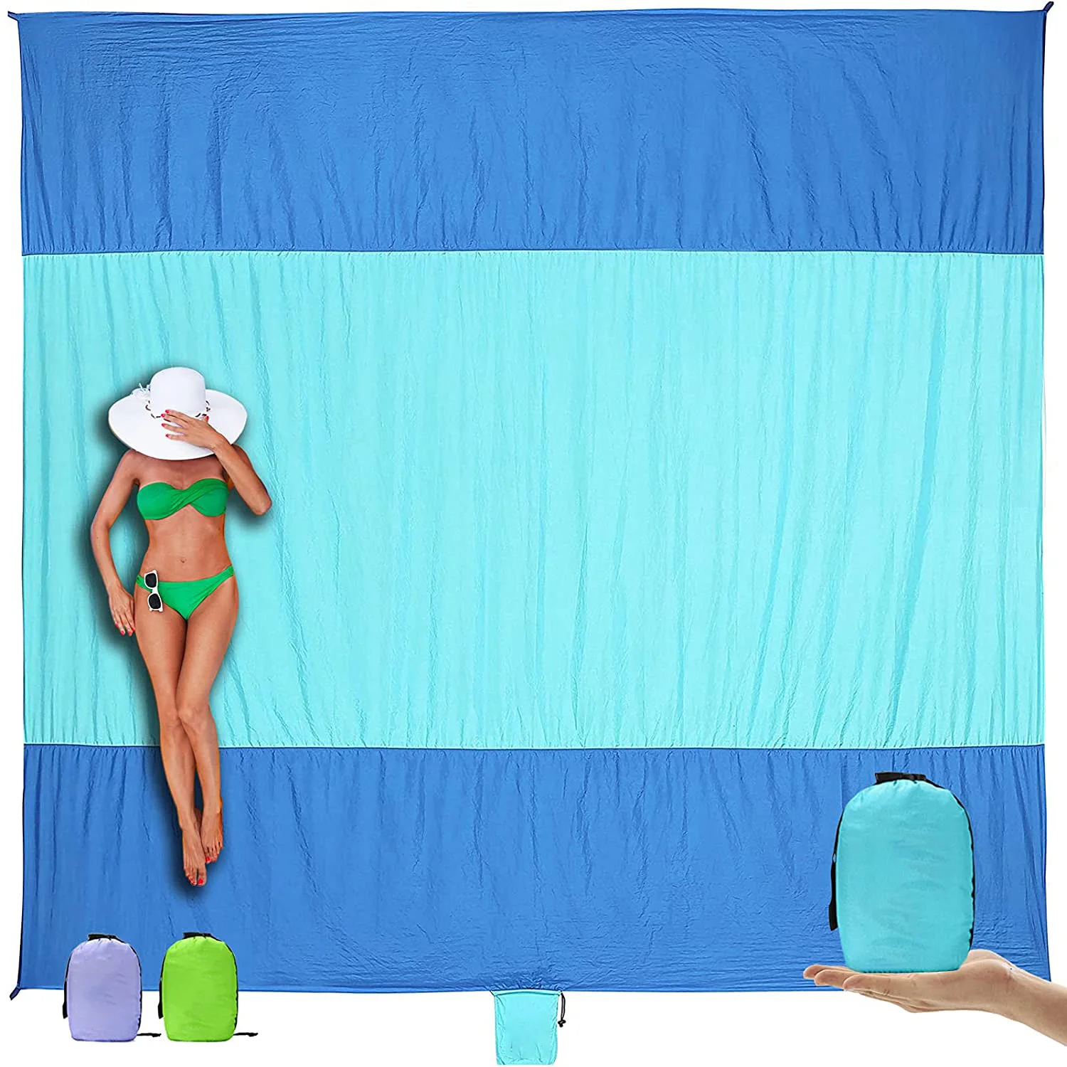 

Outdoor portable beach blanket nylon parachute sand proof camping waterproof blanket picnic beach mat, Customized