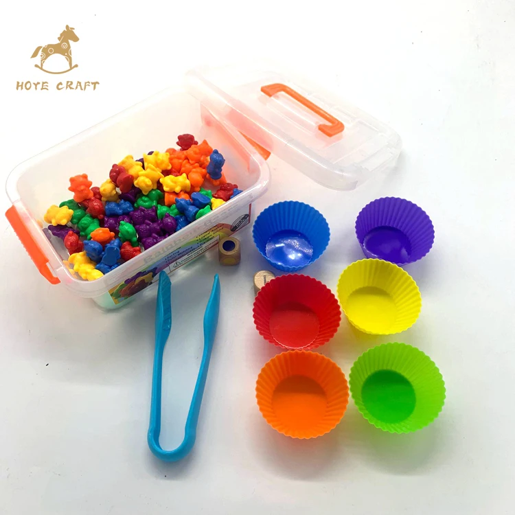 

Educational Color Sorting Cups Toys Rainbow Counting Bear Montessori Matching Game for Toddlers