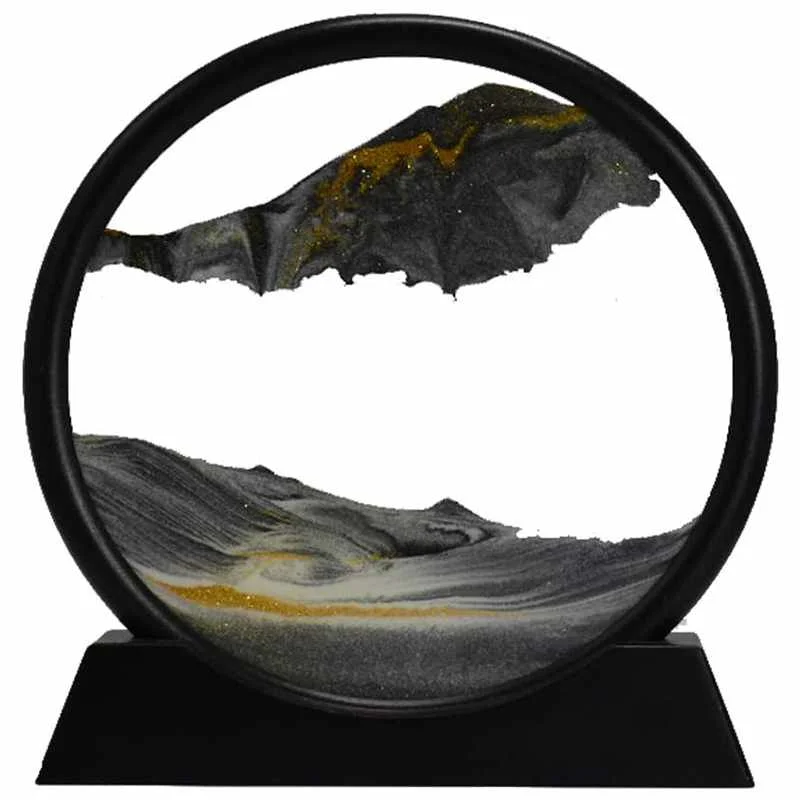 

Moving Sand Art Picture Round Glass 3D Deep Sea Sandscape in Motion Display Flowing Sand Frame(7inch)