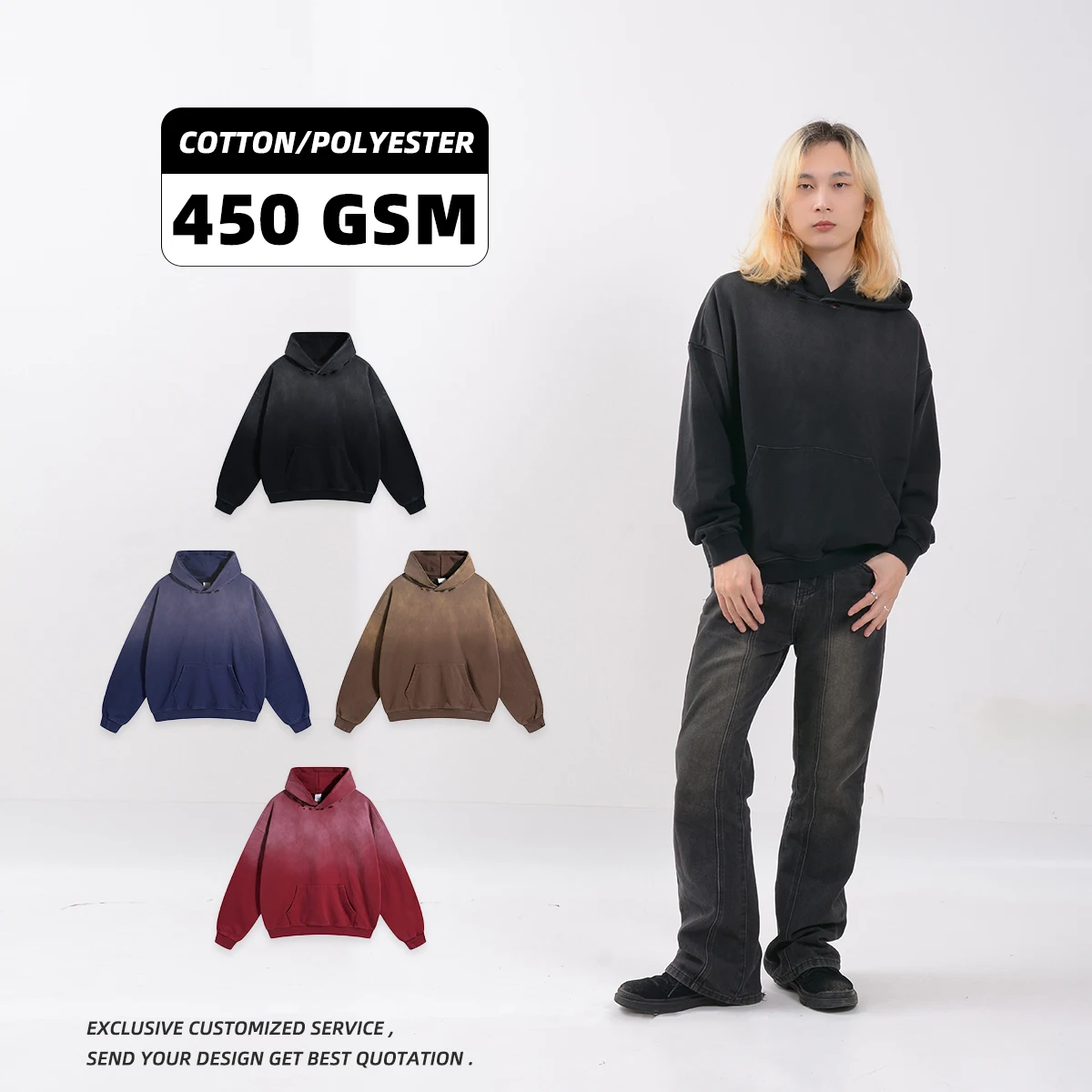 450 Gsm Winter Acid Wash Distressed Oversized Hoodie