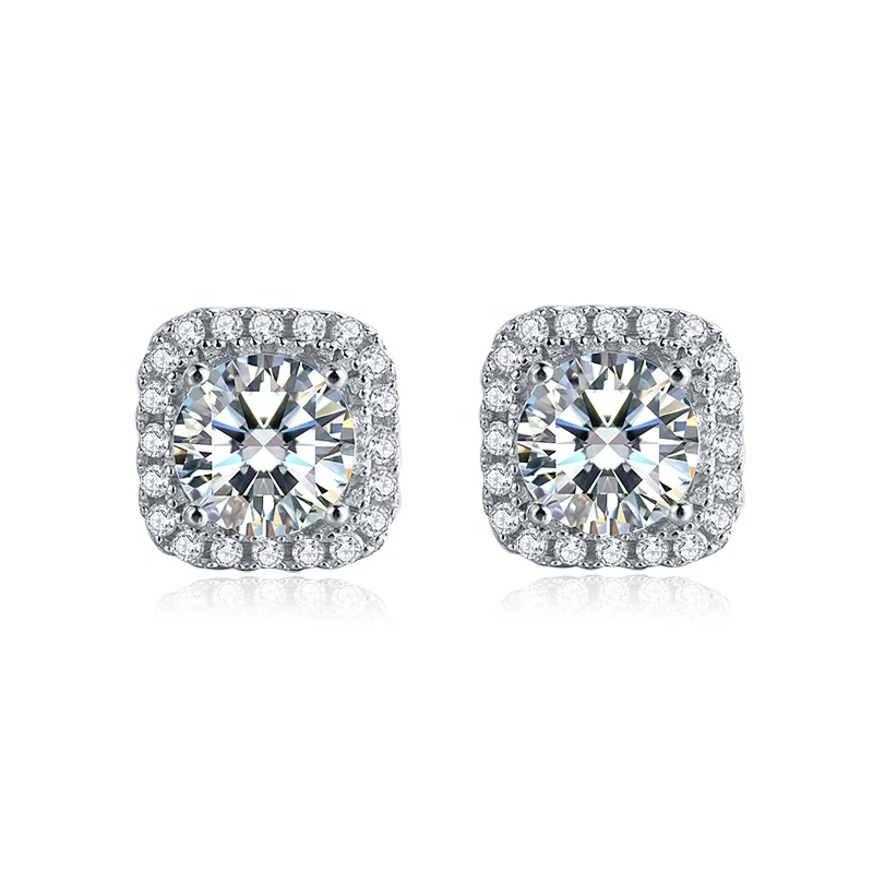 

Hot sale new product 925 sterling silver 0.5 ct per piece DEF moissanite diamond earrings, White gold